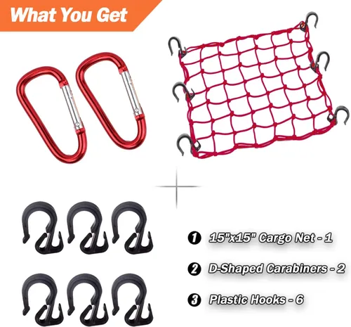 Miniatura 6 de Red de carga de 15 x 15 pulgadas que se estira a 30 x 30 pulgadas con ganchos gruesos, núcleo de látex natural, malla ajustada de 2 x 2 pulgadas