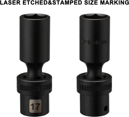 Miniatura 5 de Mayouko 10 piezas 3/8" de 10-19mm, juego de llaves vaso de impacto universal profundo, 6 puntos, métrico