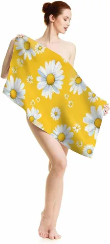 Miniatura 6 de oFloral White Daisy - Toallas de mano de algodón con flores de manzanilla, acuarela amarilla, floral, para jardín, plantas botánicas, toallas suaves
