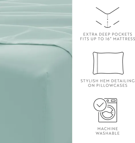 Miniatura 6 de Merit Linens Juego de sábanas de microfibra sólida ultra suave con fundas de almohada adicionales, tamaño individual, aguamarina