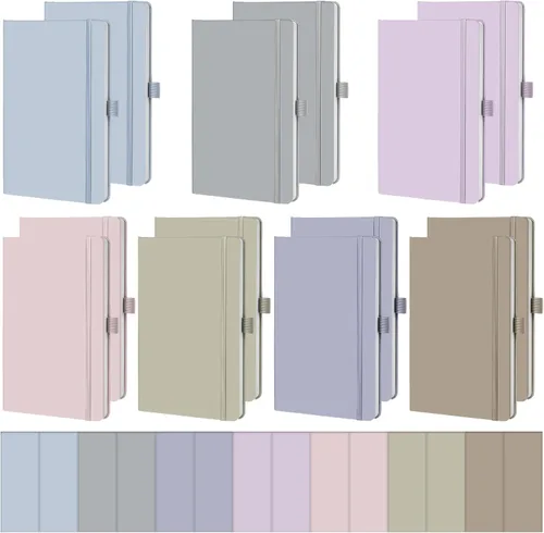 Miniatura 14 de Laumoi 7 Pack Hardcover Journal Notebooks Bulk A5/A4/B5 Journaling Notebook Wide Ruled PU Leather Ruled Lined Journals with Pen Holder for School