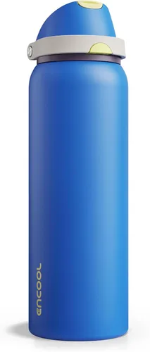Miniatura 42 de ENCOOL Botella de agua aislada con popote, botella de agua de acero inoxidable con tapa de botón, a prueba de fugas y sin BPA, mantiene el frío Atún