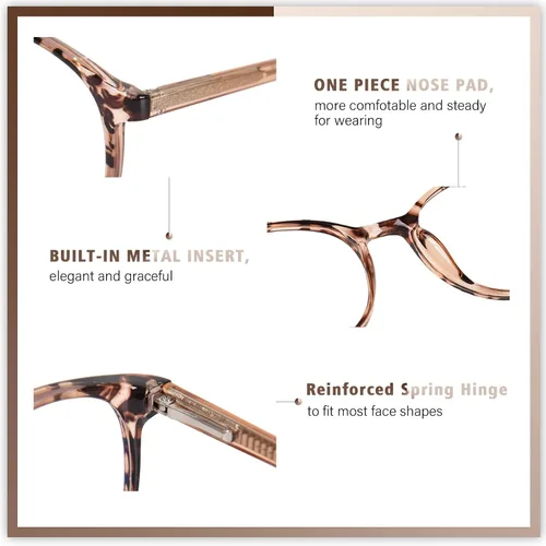 Miniatura 3 de TR90 - Lentes de lectura para mujeres, modernas, redondas, con bloqueo de luz azul para computadora, antifatiga ocular y antirreflejante UV