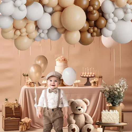 Miniatura 8 de Kit de guirnalda de globos neutros bohemios, arco de globos de revelación de género, marrón, nude, tostado, café, beige, crema, blanco mate, látex