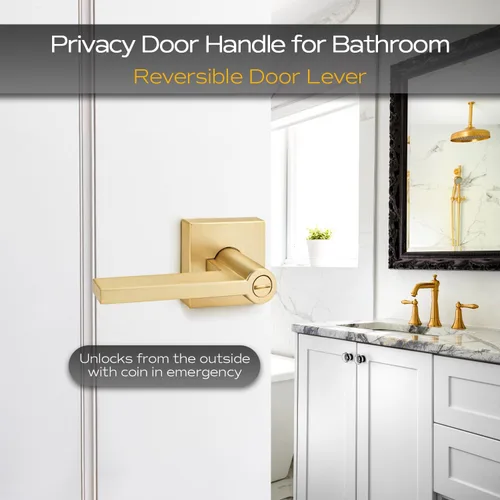 Miniatura 5 de 1 paquete de manijas de puerta doradas, pomos de puerta resistentes para interior de dormitorio y baño, manijas de puerta con cerradura de palanca