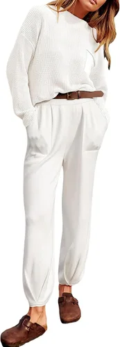 Miniatura 3 de Conjunto de 2 piezas de punto para mujer, suéter suelto con estampado de rayas Y2K + pantalones elásticos, ropa estética urbana
