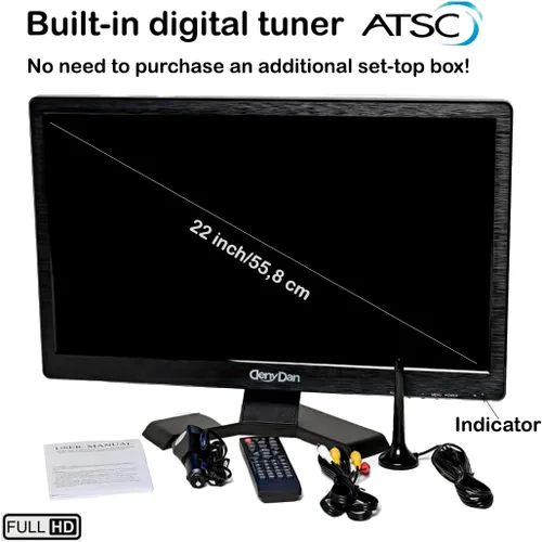 Miniatura 6 de Televisor portátil de 22 pulgadas de 12 V/24 V (Full HD 1080P 60Hz) para camión, RV y campamento – Sintonizador digital ATSC, Dolby Digital Plus