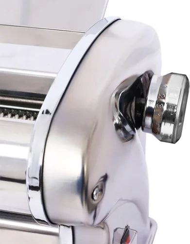 Miniatura 4 de Máquina eléctrica para hacer pasta, rodillo de fideos de acero inoxidable con motor integrado de 60 W, 8 ajustes de grosor, cortador de fideos