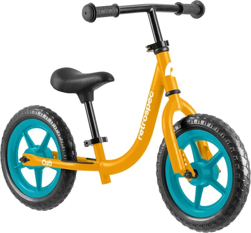 Retrospec Cub - Bicicleta de equilibrio para niños de 18 meses a 3 años, bicicleta para principiantes sin pedal de 12 pulgadas con asiento Dorado