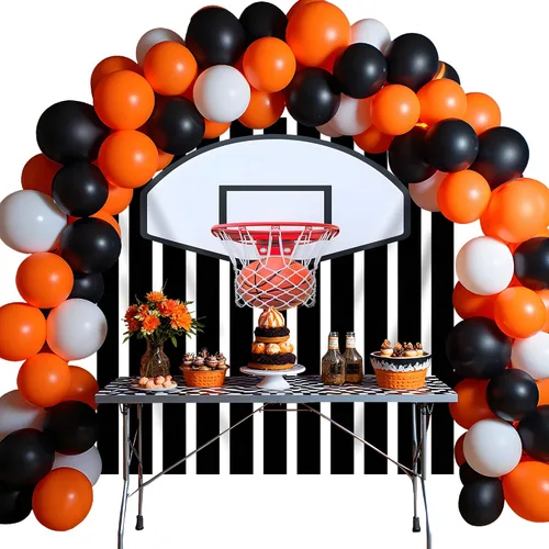 Miniatura 7 de Telón de fondo fotográfico de baloncesto de 5x3 pies, tapiz de pared deportivo, fondo de fotografía de zapatillas con rayas blancas y negras
