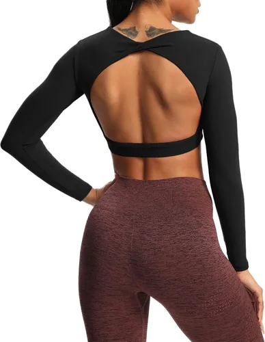 Miniatura 5 de Aoxjox Camiseta corta de manga larga para mujer Define Sculpt Workout Crop Top