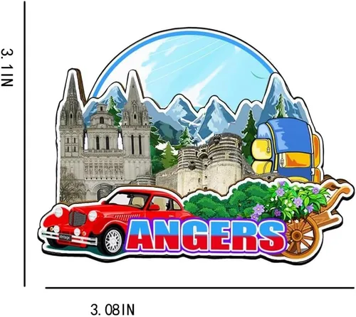 Miniatura 3 de Angers Pays de la Loire - Imán de Francia para nevera de madera 3D, monumentos de viaje, coleccionables, recuerdos, decoración hecha a mano -3947