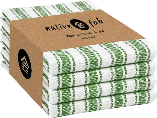 Miniatura 19 de Native Fab Toallas de Cocina a Rayas - 100% Algodón - Paquete de 12 - 16"x26" - Paños de Té a Rayas con Tejido de Cesta, Paños de Cocina para Secar