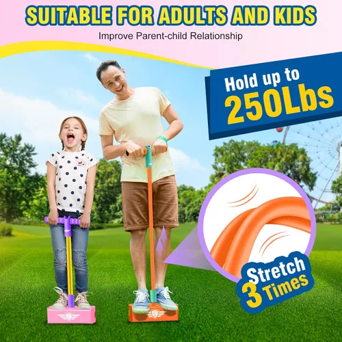 Miniatura 8 de CUUGO LET'S GO! CG Saltar Promueve Crecer Más Alto - Saltarín de Espuma para Niños, Juguetes para Niños de 3 a 12 Años, Niños Niñas, Juguetes al Rosa