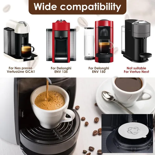 Miniatura 3 de 5 cápsulas de café reutilizables Vertuo, cápsulas de café recargables, compatibles con máquina de café Nespresso Vertuo, con 2 cápsulas de café