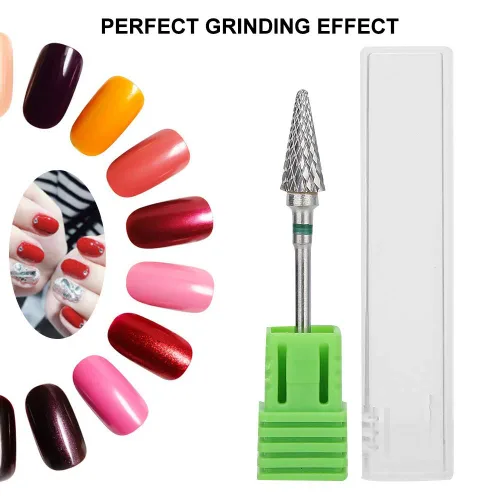 Miniatura 3 de Pongnas Broca de uñas de acero de tungsteno, brocas de manicura para manicura y pedicura eléctrica, accesorios de cabeza de molienda (verde)
