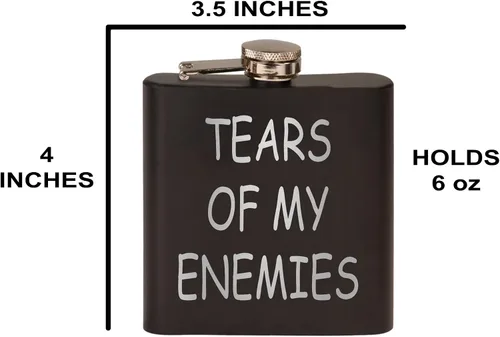 Miniatura 3 de Rogue River Tactical Funny Tears of My Enemies - Petaca de acero inoxidable de alta calidad, color negro mate, es un gran regalo para él, papá