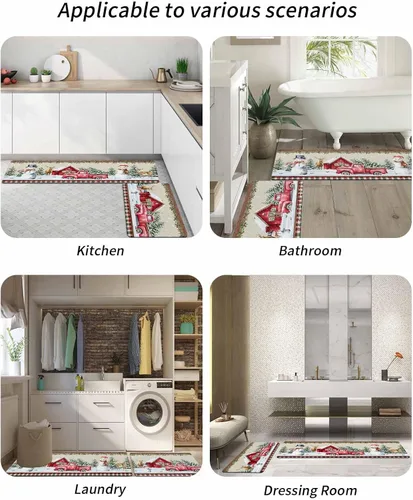 Miniatura 6 de Tapete de baño de Navidad para bañera, antideslizante, de secado rápido y absorbente, de tierra de diatomeas, fregadero de cocina, lavable, muñeco