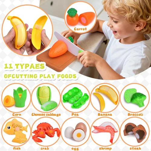 Miniatura 4 de Juego de cocina para niños, 66 juguetes de cocina para niños pequeños con ollas y sartenes, alimentos, utensilios, utensilios de cocina, juego