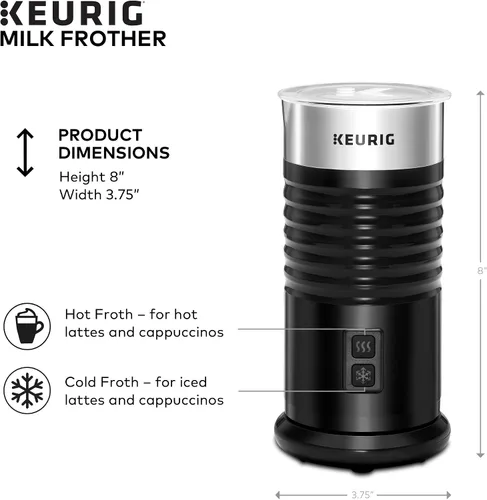 Miniatura 4 de Espumador Independiente Keurig Funciona con Leche No Láctea, Espumado Caliente y Frío, 6 Oz, Negro