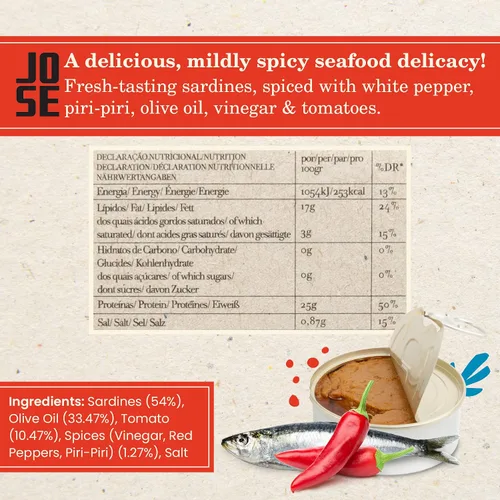 Miniatura 2 de Paté de sardina especiado enlatado por Jose Gourmet, Sardinas portuguesas capturadas en la naturaleza, Paté de pescado enlatado, Omega 3, Comercio