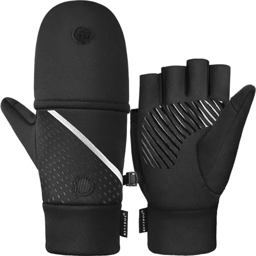 Guantes convertibles de invierno sin dedos con guante térmico cálido para clima frío cálido polar para hombres y mujeres para fotografía de mensajes