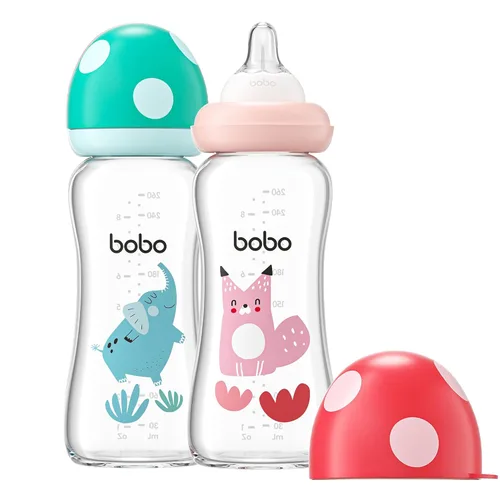 Miniatura 17 de YOHKOH Biberón de vidrio natural con pezón de flujo lento de nivel 1, biberones anticólicos para recién nacidos, botella de vidrio de cuello ancho