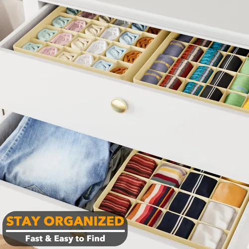 Miniatura 3 de SpaceAid Organizador Divisor de Cajón de Calcetines Paquete de 3, 64 Celdas Organizadores de Ropa Interior para Cómoda Armario Guardería