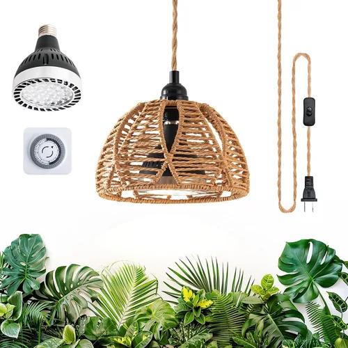 Miniatura 8 de Luces de cultivo para plantas de interior, luz de espectro completo para plantas, con temporizador y cable de alimentación de 15 pies, luces