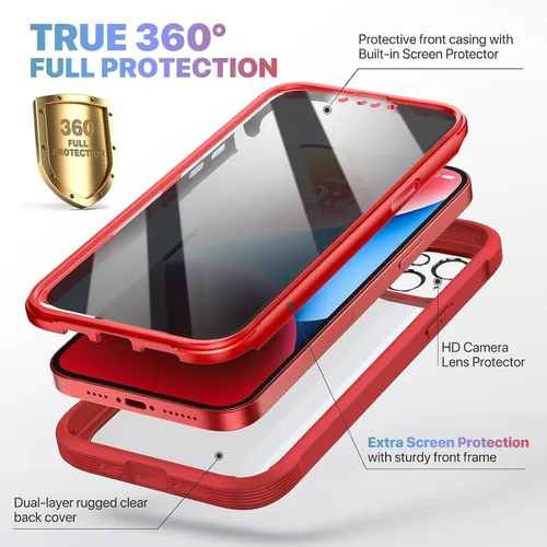 Miniatura 382 de Diaclara Funda diseñada para iPhone 16, mejorada [protección completa de la cámara], carcasa resistente de cuerpo completo con protector de pantalla