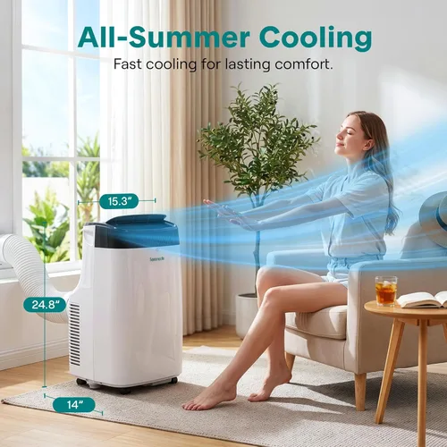 Miniatura 2 de SereneLife - Pequeño aire acondicionado portátil de 10,000 BTU con deshumidificador incorporado - Unidad de aire acondicionado portátil