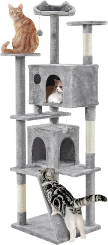 Miniatura 25 de Yaheetech Árbol para gatos XL, torre de varios niveles de 80 pulgadas con postes rascadores, cuevas dobles, plataformas encaramadas y bolas