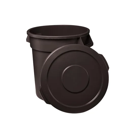 Miniatura 11 de Cubo de basura comercial redondo blanco de 32 galones y tapa, cubo de basura de cocina, cubo de basura interior, papelera duradera, bote de basura
