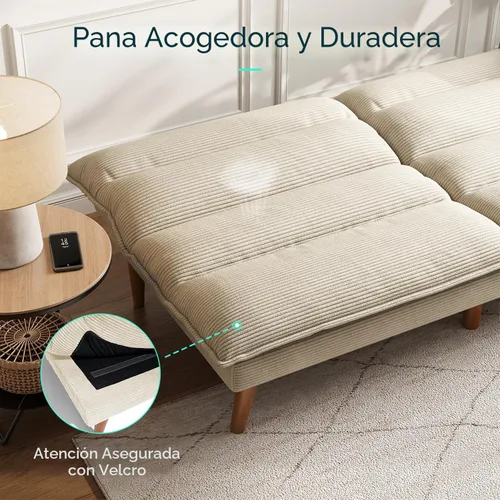 Miniatura 5 de LINSY HOME Sofá cama tipo futón – Sofá cama de pana convertible con respaldo ajustable, moderno sofá cama pequeño para espacios pequeños, sala