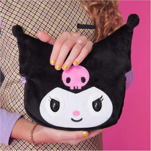 Miniatura 2 de Purse Pets, Sanrio Hello Kitty and Friends, Kuromi - Juguete interactivo para mascotas y bolso cruzado kawaii, más de 30 sonidos y reacciones, Negro