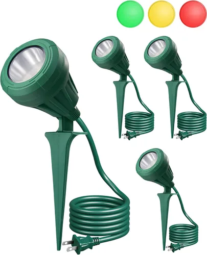 Miniatura 11 de EDISHINE Foco de 120 V para exteriores, 5 lentes de color extra, 5.5 W 500 lúmenes, foco LED impermeable para exteriores, iluminación de paisaje