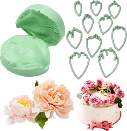 Miniatura 16 de KALAIEN Molde de pasta de goma de pétalo de hoja de pétalos de azúcar, herramientas de artesanía de rosa, vetas dobles Rose Petal