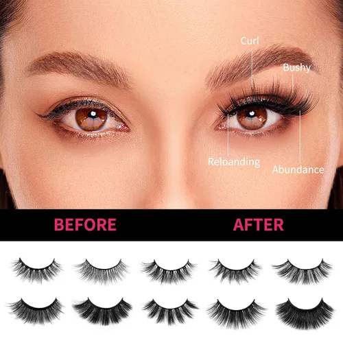 Miniatura 4 de DYSILK Pestañas postizas de visón, 30 pares de 10 estilos mixtos, pestañas postizas de visón, pestañas postizas de aspecto natural, pestañas largas