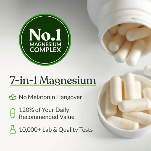 Miniatura 4 de BIOptimizers Suplemento Magnesium Breakthrough con 500mg - 7 Formas de Magnesio: Glicinato, Malato, Citrato y Más - Apoyo Natural para el Sueño