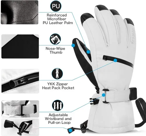 Miniatura 5 de Guantes de esquí Unigear impermeables para pantalla táctil, guantes de snowboard, para clima frío, para hombres y mujeres.