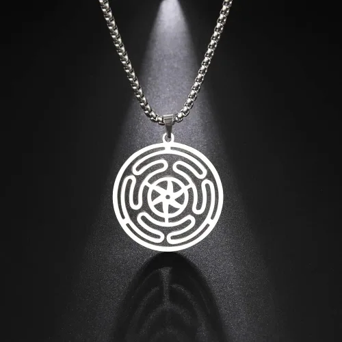 Miniatura 4 de Hekate - Collar de rueda de Diosa Hekate, collar con dije de hekate Strophalos, collar con símbolo de Hécate, acero inoxidable, rueda de Hécate
