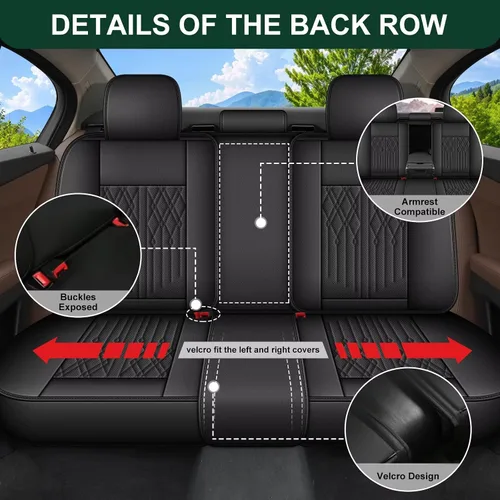 Miniatura 2 de DISUTOGO Funda de asiento de automóvil para Cadillac ATS 2013-2018, juego completo de fundas de asiento de cuero sintético, impermeables