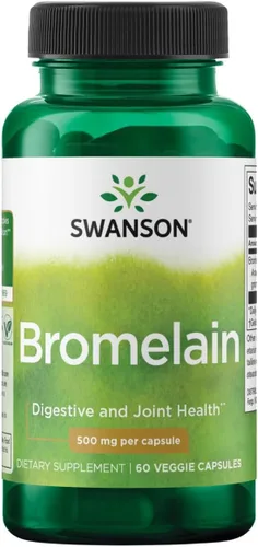 Swanson Bromelina de fuerza máxima 1200 Gdu 500 miligramos 60 cápsulas vegetales enzima