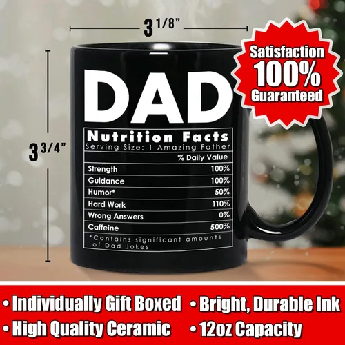 Miniatura 5 de Dad Nutrition Facts - Taza de café de 12 onzas – Gr8AM - Novedosa taza de regalo – Divertido cambio de color y regalos sensibles al calor