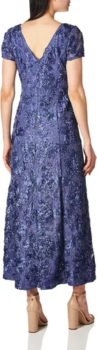 Miniatura 3 de Alex Evenings Vestido de encaje de roseta de manga corta para mujer, talla grande