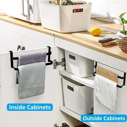 Miniatura 2 de RedCall Paquete de 2 toalleros para armario de cocina, toallero de cocina de dos niveles, barra de toalla de acero sobre la puerta del gabinete