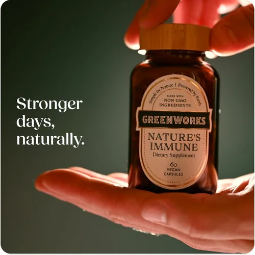 Miniatura 7 de Greenworks Nature's Immune Suplemento orgánico de apoyo inmunológico para adultos Mezcla diaria de saúco, equinácea, cúrcuma, jengibre y hongos