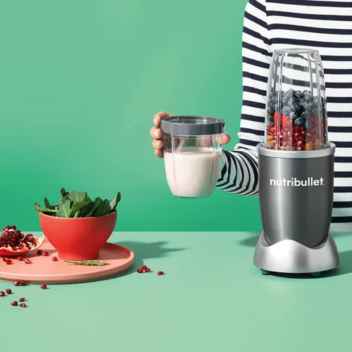 Miniatura 3 de Taza corta NutriBullet de 18 onzas con anillo de borde estándar, transparente/gris (NBM-U0269)