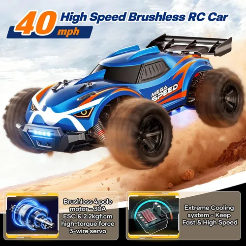 Miniatura 2 de Autos RC rápidos sin escobillas 1/16 para adultos, auto de control remoto todoterreno máximo de 64 KM/H - Camiones monstruo RC todoterreno de alta