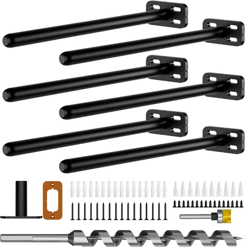 Miniatura 11 de 8 piezas de soportes de estante de pared resistentes para estantes flotantes ocultos, invisibles, negros, soportes de estante decorativos
